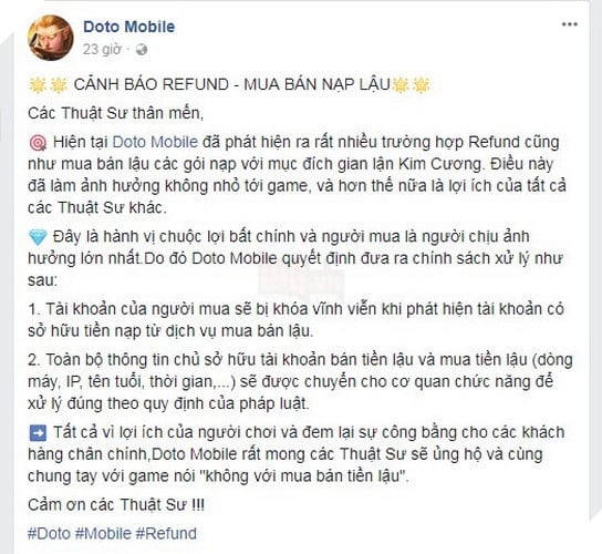 Doto Mobile vừa ra mắt phải xử lý gấp nạn nạp lậu tràn lan của game thủ 3