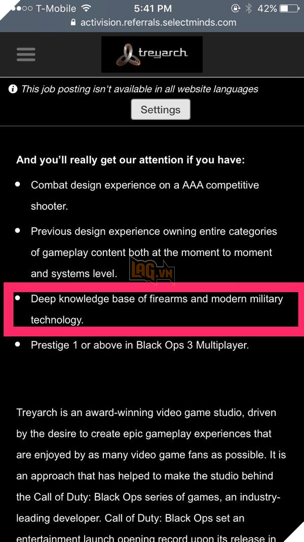 Thông tin tuyển dụng từ Treyarch cho thấy khả năng COD 2018 quay lại chiến tranh hiện đại