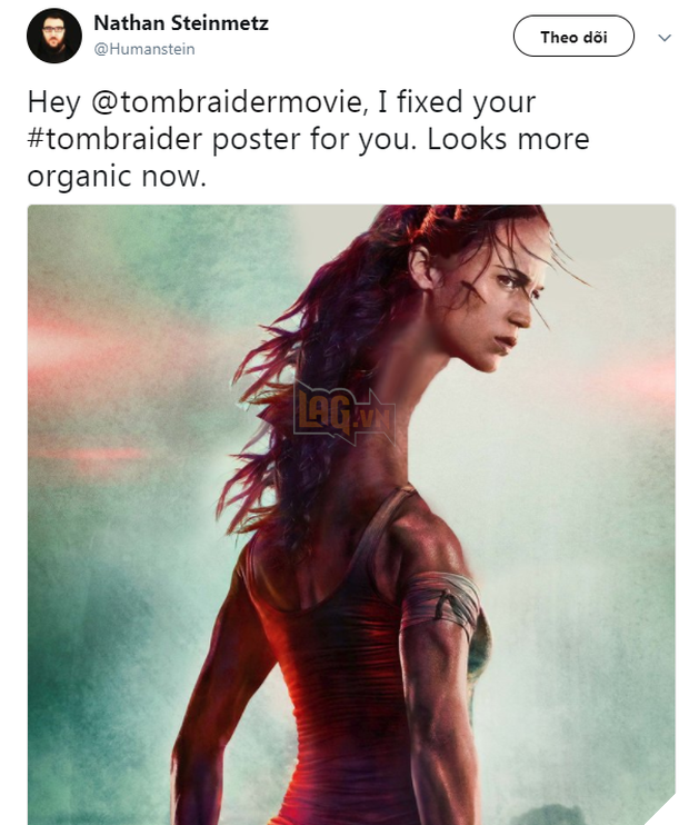 Poster mới của phim Tomb Raider bị fan ném đá vì có chiếc cổ siêu dài