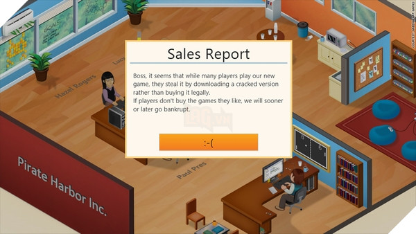 Người chơi Game Dev Tycoon nếu dùng bản lậu cũng sẽ bị ảnh hưởng doanh thu bởi ... game lậu