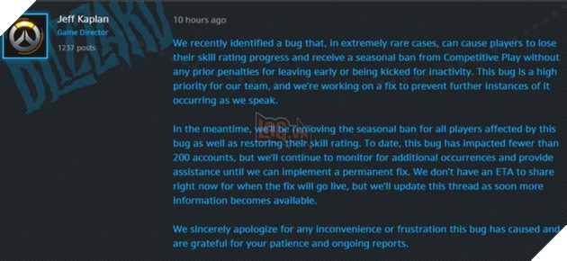 Overwatch: Lỗi game khiến hàng trăm game thủ mất Skill Rating và bị cấm Competitive mùa 7 3