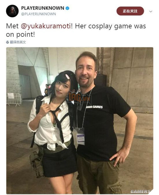 
Trang Twitter chính thức của PUBG cũng đăng tải hình ảnh cosplay của Yuka Kuramochi với lời khen ngợi
