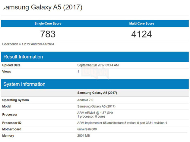Geekbench: Galaxy A5 2018 dùng chip Snapdragon 660, RAM 4GB? 3