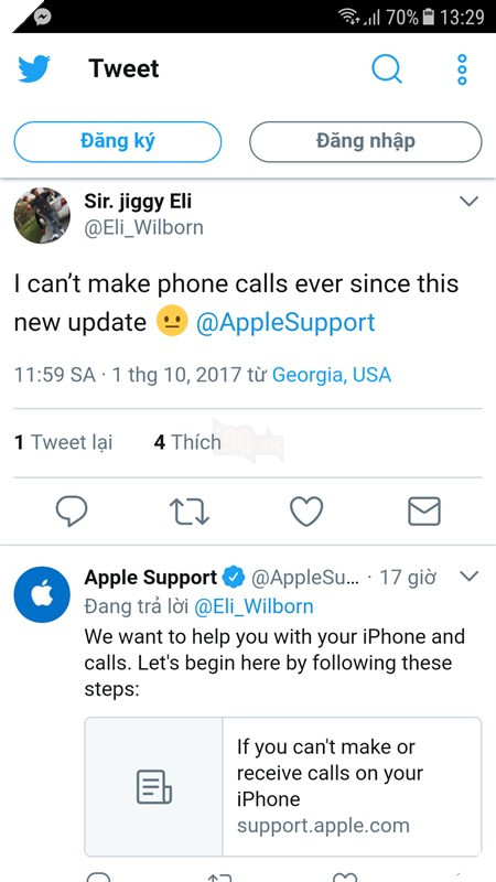 Người dùng Sir. jiggy Eli‏ trên Twitter phàn nàn
