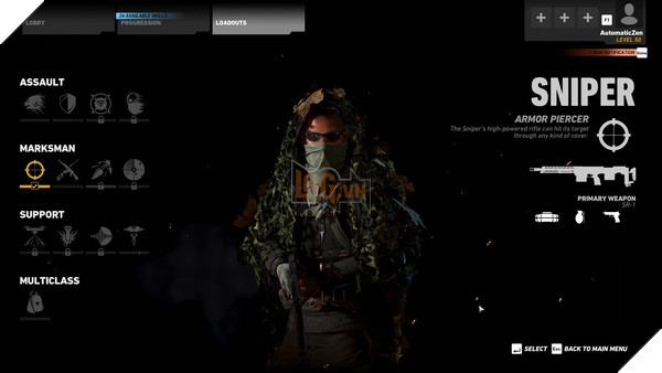 Chế độ Ghost War cho người chơi 12 lớp nhân vật với 3 phân nhánh chính