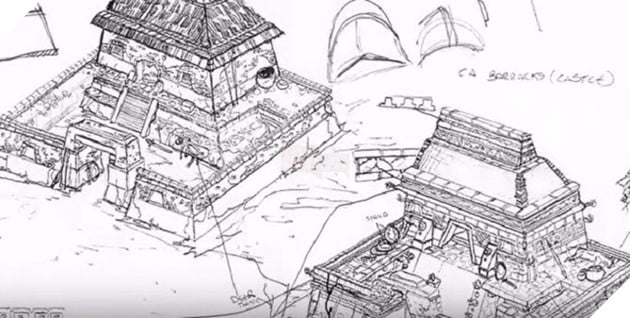 Hình vẽ phác thảo các công trình trong game Đế chế.