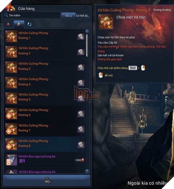 BnS: Chỉ số và hiệu ứng của Vệ Hồn Cuồng Phong cho tất cả các class 3