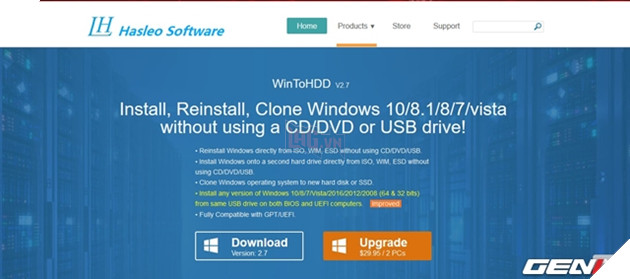 Cài Windows 10 không cần dùng USB hay DVD với WintoHDD 3