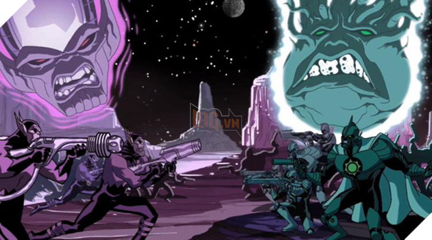 
Chiến tranh giữa loài Skrull – trái và loài Kree – phải.
