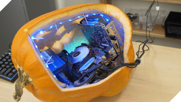 Thán phục anh chàng build máy ngay trong quả bí ngô để mừng Halloween 2