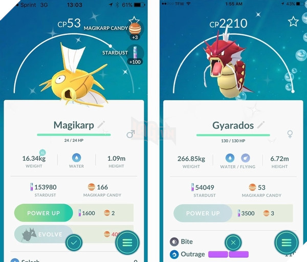 Magikarp và Gyarados phiên bản Shiny