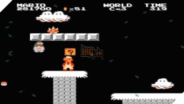 Có lẽ chỉ đứng ở đây thì chàng Mario của chúng ta mới "yên vị" trên mặt đất
