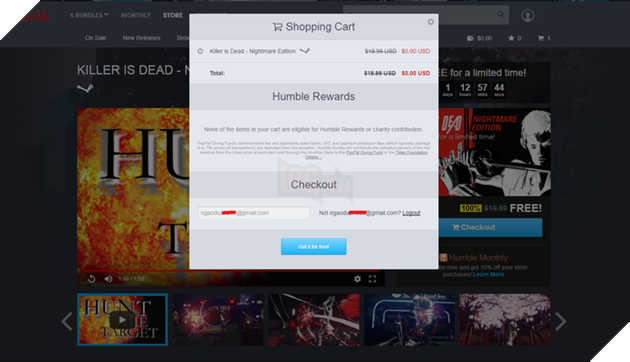 
Chọn Get it for free (nếu đã có tài khoản trên Humble Store). Nếu chưa có, các bạn hãy lập tài khoản mới.
