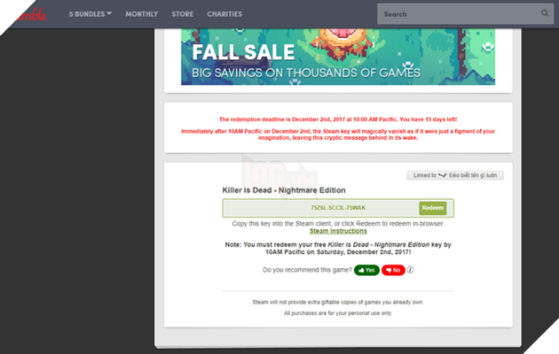 
Copy lại code trên Humble Store
