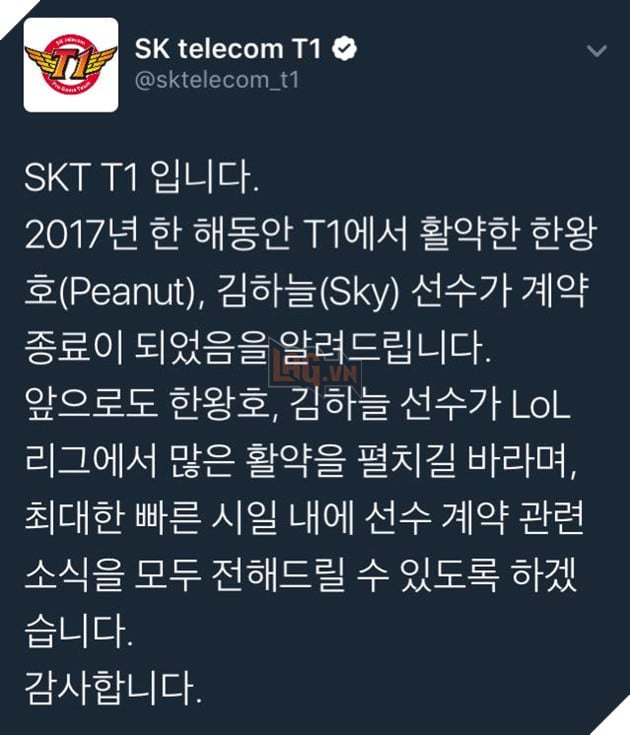 Liên Minh Huyền Thoại: Peanut và Sky CHÍNH THỨC chia tay SKT T1
