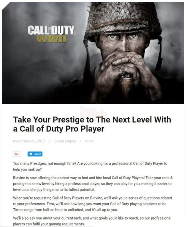 Cày thuê LMHT xưa rồi diễm, giờ có cả dịch vụ cày thuê lên cấp Call of Duty nữa cơ