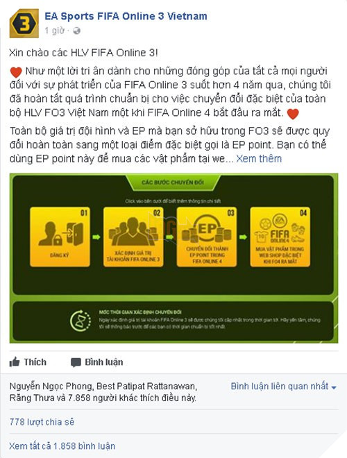 Garena Việt Nam công bố chính sách đền bù FIFA Online 3