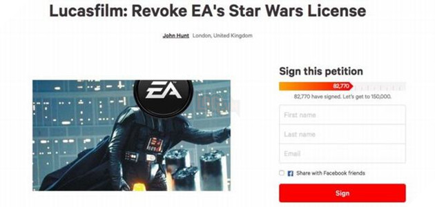 Hơn 80 ngàn chữ kí yêu cầu loại quyền sở hữu Star Wars của EA
