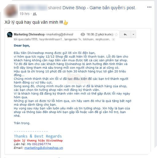 Một shop game bản quyền tại Việt Nam bị mất 20 triệu đồng vì lỗi thanh toán, và điều họ làm sau đó mới càng khiến người ta cảm động