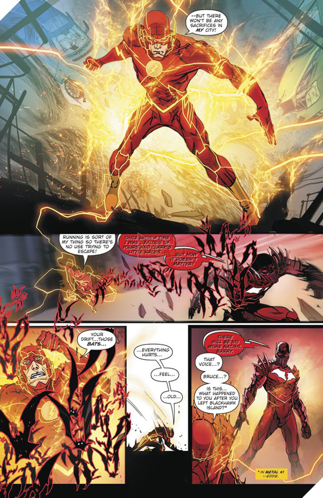 
Batman The Red Death sở hữu quyền năng hấp thụ sự sống của vạn vật. Điều này khiến The Flash Earth 0 phải chịu thúc thủ
