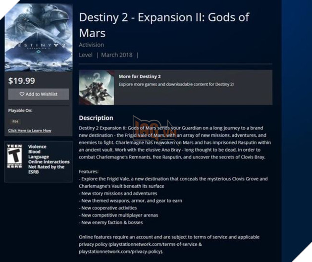 Destiny 2: Rò rỉ thông tin bản mở rộng Gods of Mars