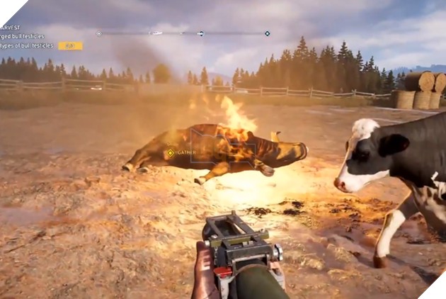 Chết cười với gameplay của Far Cry 5, yêu cầu game thủ phải đi săn “của quý” của bò và chế biến thành món ăn