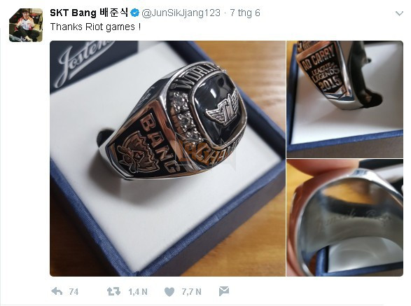 
Phần thưởng mà Riot Games gửi cho xạ thủ của SKT T1 - Bang
