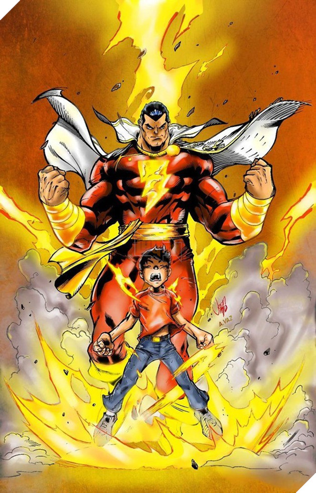 
Hình ảnh Billy Batson và siêu anh hùng Shazam trong truyện tranh.
