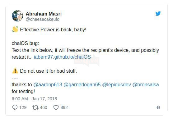 ChaiOS - Bug mới có thể làm crash iPphone của bạn. - Ảnh 2.