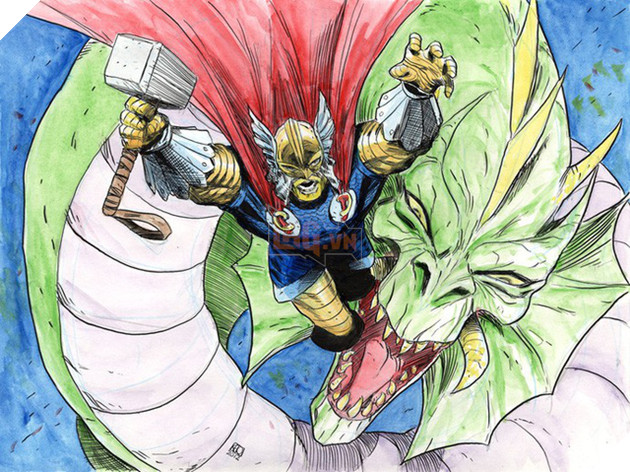 
Cuộc chiến của Thor và World Serpent trong truyện tranh
