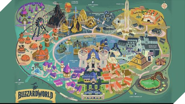 Toàn cảnh bản đồ Blizzard World trong Overwatch ... khá rộng đấy!