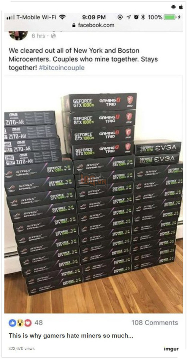 
Một thợ đào khoe vừa vét hết card đồ họa tại chuỗi cửa hàng Micro Center ở Boston và New York. Thế bảo sao giới game thủ không ghét cho được
