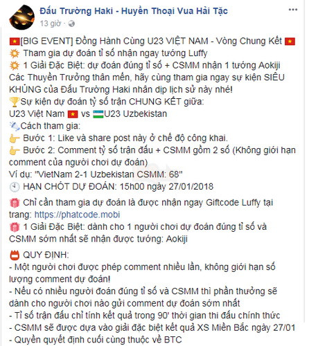 Hàng loạt tựa game lớn nhỏ cùng khuyến mãi cổ vũ đội U23 Việt Nam vô địch 9