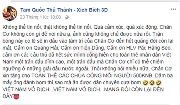 Hàng loạt tựa game lớn nhỏ cùng khuyến mãi cổ vũ đội U23 Việt Nam vô địch 10