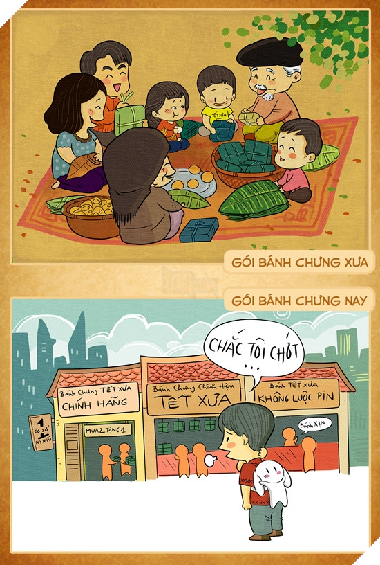 Sự khác biệt Tết xưa - Tết nay qua loạt tranh khiến chúng ta suy ngẫm