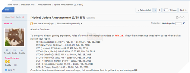 Rules of Survival: Chính thức fix hack bắn xuyên tường, độn thổ, nhảy dù,... và tất cả các lỗi khác ra mắt vào chiều ngày 28/2
