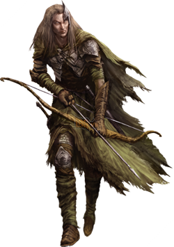 Hình ảnh một cung thủ của Wood Elves và huy hiệu đặc trưng của Wood Elves