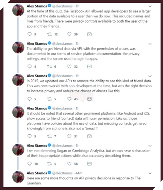 
Hàng loạt các bài tweet đã bị Alex Stamos xoá
