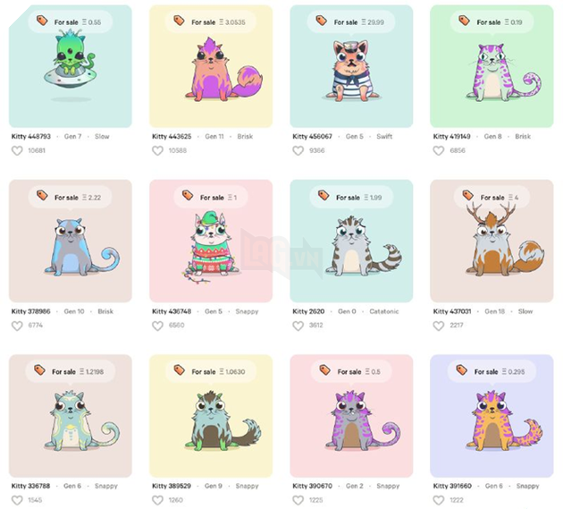 Những chú mèo ảo độc đáo trên Cryptokitties có thể được bán với giá rất cao