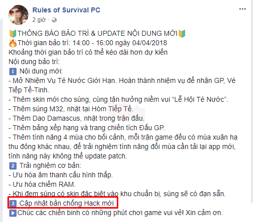 Liên tục bảo trì và update tính năng mới, nhưng đến bao giờ Rules Of Survival mới có thể hết hack?