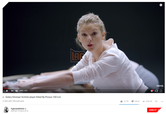 
Chung số phận với Despacito, ca khúc của Taylor Swift cũng đã bị tấn công. Thậm chí, hacker này còn đổi tên là Solary Kinstaar Fortnite Player.
