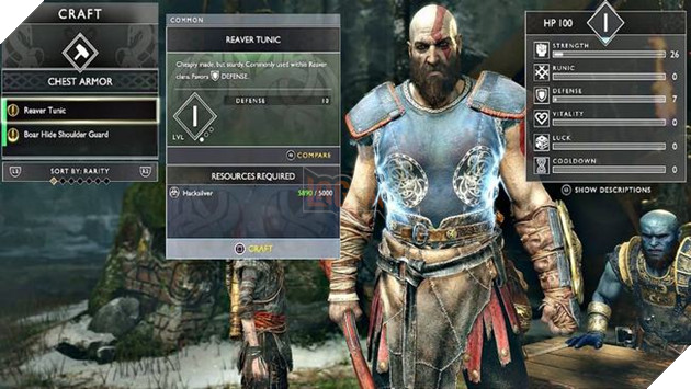 Hệ thống chế tạo giáp trụ, nâng cấp bản thân mới trong God of War