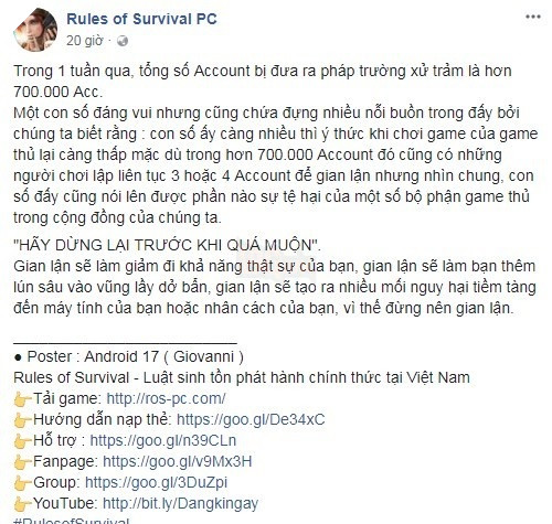 Rules of Survival - Kinh hoàng khi VNG khóa gần 700 000 tài khoản hack làm cả cộng đồng dậy sóng
