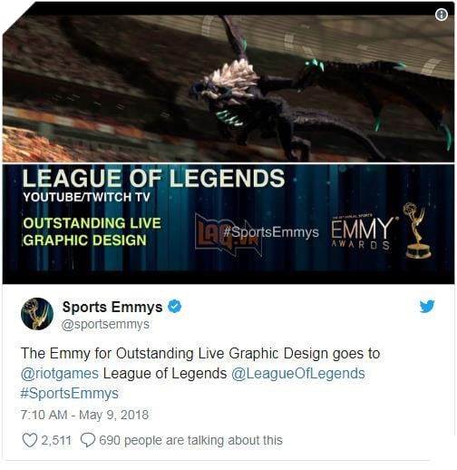 Rồng Ngàn Tuổi tại CKTG 2017 "chất quá", bất ngờ giúp Riot giành được giải Emmy Sports