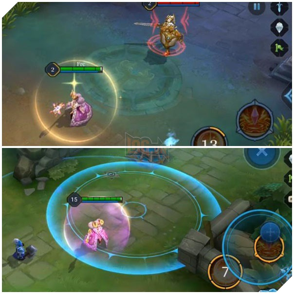 
Chiêu 2 Lá Chắn Thời Không, Alice tạo ra một lá chắn có sắc hồng, thay vì sắc vàng như cũ.
