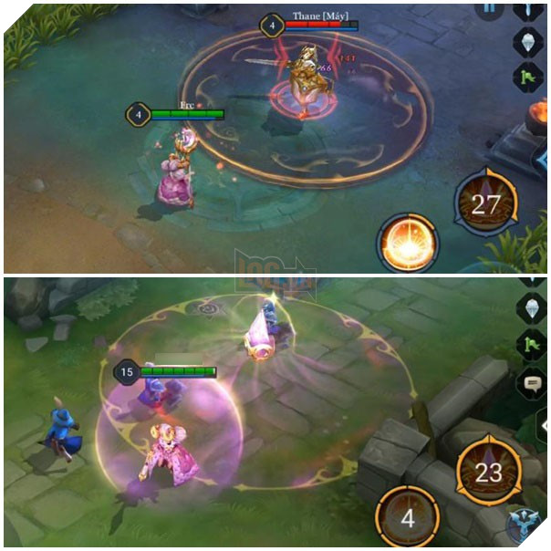 
Chiêu 3 Dòng Chảy Thời Không, Alice tạo ra vùng khống chế gây hiệu ứng câm lặng. Hiệu ứng mới rất bắt mắt.
