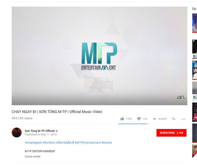 Kinh Hãi Hit mới Chạy Ngay Đi của Sơn Tùng MTP đạt 1.000.000 View trong vòng 30 phút 2