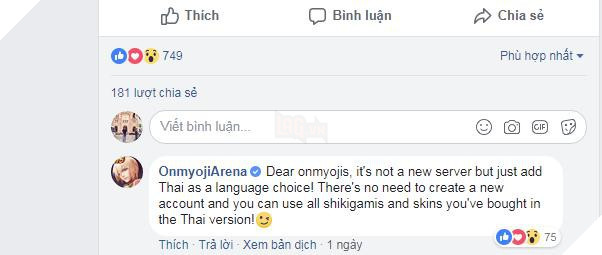 Onmyoji Arena sắp bổ sung thêm ngôn ngữ tiếng Thái, sau đó là đến tiếng Việt?