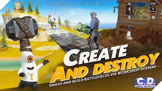 Thử chơi Creative Destruction - Game sinh tồn độc đáo "nhái" cực giống Fortnite trên Android