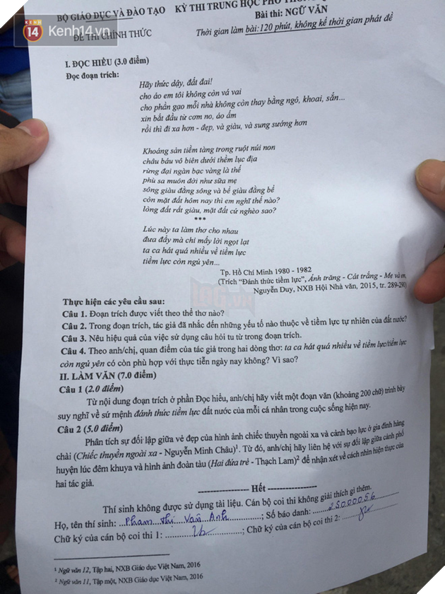 Đề thi THPT Quốc gia Ngữ Văn: Sứ mệnh đánh thức tiềm lực đất nước của mỗi cá nhân - Ảnh 1.